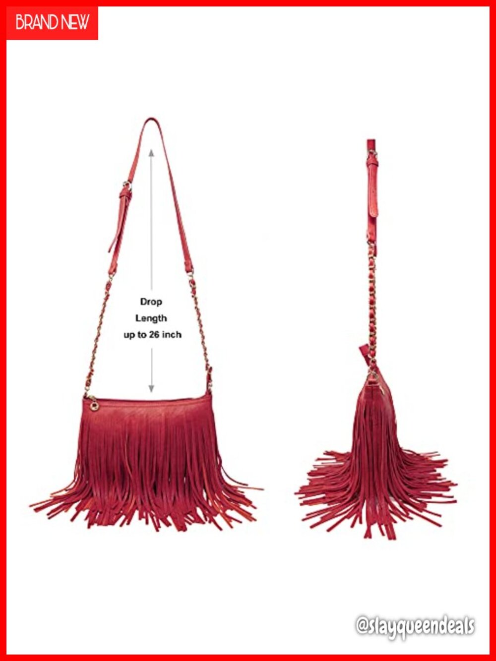 Fringe Crossbody Shoulder Bag with Adjustable Strap Tassel Messenger Purse - Picture 4 of 6